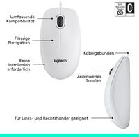 Logitech M100 vezetékes USB optikai egér, kétkezes, 1000 DPI - fehér 7