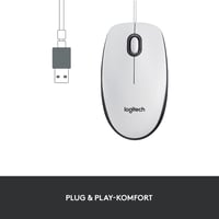 Logitech M100 vezetékes USB optikai egér, kétkezes, 1000 DPI - fehér 3