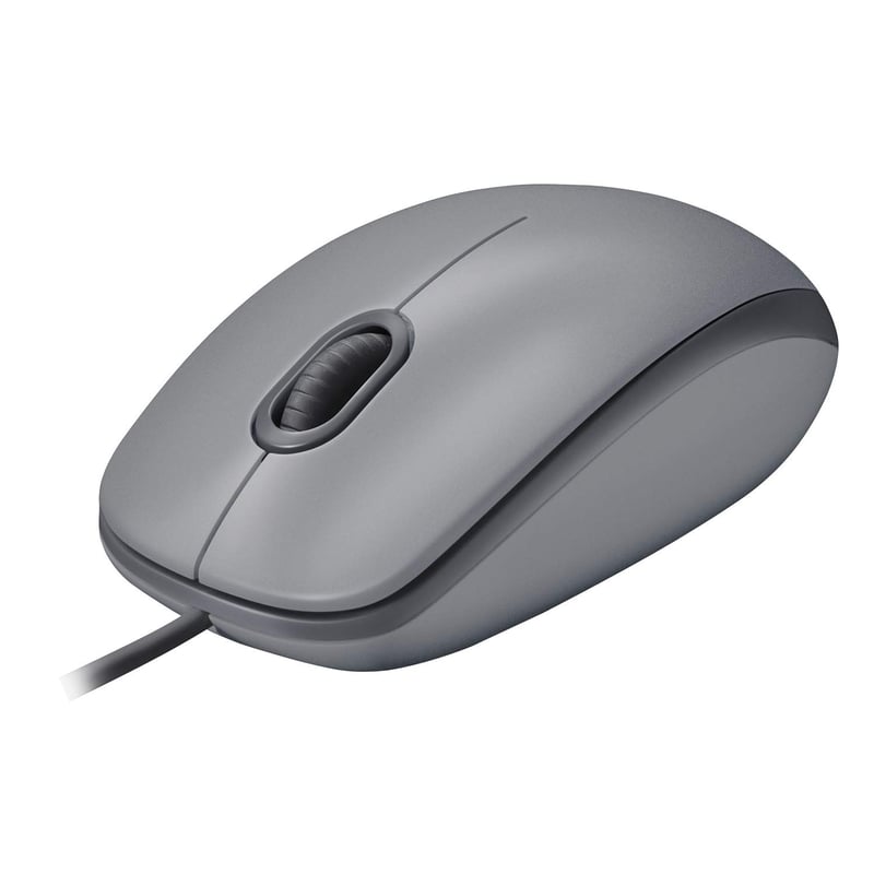 Drôtová USB myš Logitech M110, tiché tlačidlá, pohodlný dizajn plnej veľkosti, obojručné použitie, PC/Mac/notebook – sivá