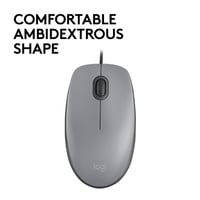 Drôtová USB myš Logitech M110, tiché tlačidlá, pohodlný dizajn plnej veľkosti, obojručné použitie, PC/Mac/notebook – sivá 3