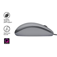 Drôtová USB myš Logitech M110, tiché tlačidlá, pohodlný dizajn plnej veľkosti, obojručné použitie, PC/Mac/notebook – sivá 4