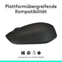 Bezdrôtová myš Logitech M171, 2,4 GHz USB prijímač, optický senzor, 12-mesačná výdrž batérie, pre pravákov aj ľavákov, 3 tlačidlá, PC/Mac – čierna 7