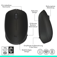 Bezdrôtová myš Logitech M171, 2,4 GHz USB prijímač, optický senzor, 12-mesačná výdrž batérie, pre pravákov aj ľavákov, 3 tlačidlá, PC/Mac – čierna 9