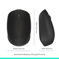 Bezdrôtová myš Logitech M171, 2,4 GHz USB prijímač, optický senzor, 12-mesačná výdrž batérie, pre pravákov aj ľavákov, 3 tlačidlá, PC/Mac – čierna 10