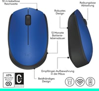 Logitech M171 vezeték nélküli egér, kétkezes - kék 8