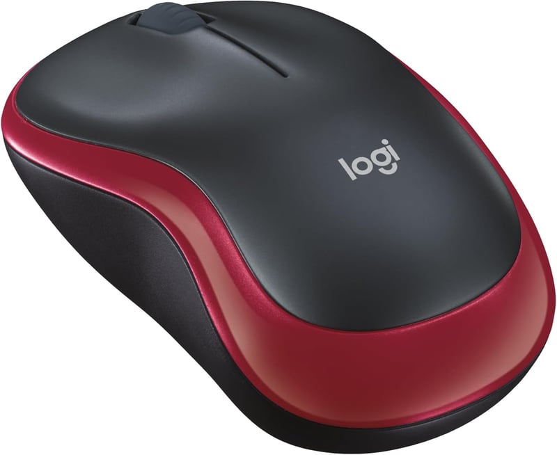 Logitech M185 vezeték nélküli egér, 1000 DPI, ambidextrális - piros