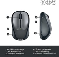 Logitech M235 Vezeték Nélküli Egér 2.4GHz USB Vevővel, 1000 DPI, 12 Hónapos Akkumulátor - gray 6
