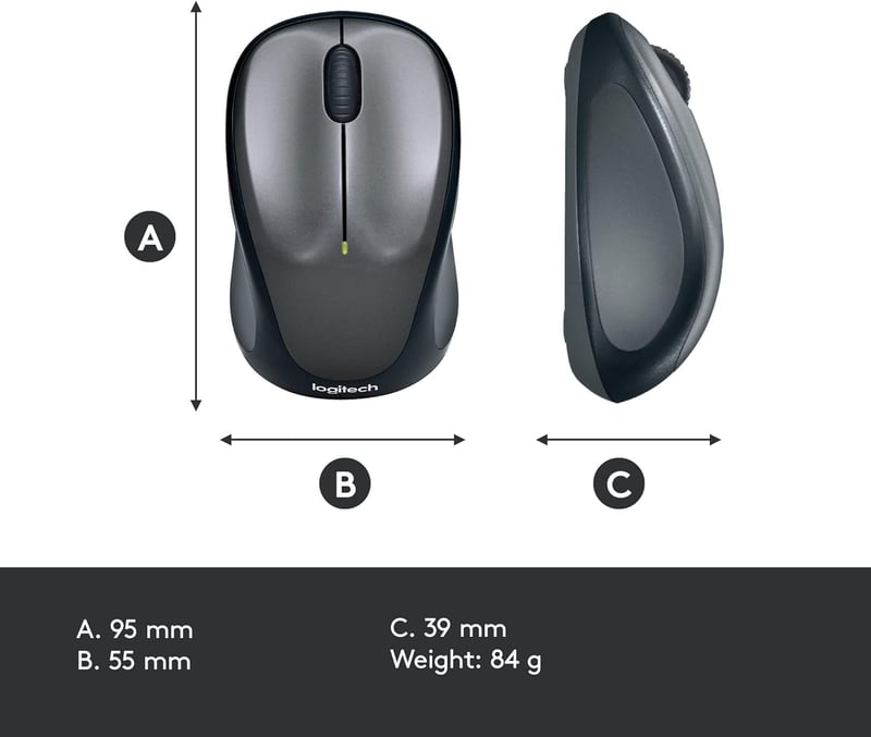 Logitech M235 Vezeték Nélküli Egér 2.4GHz USB Vevővel, 1000 DPI, 12 Hónapos Akkumulátor - gray