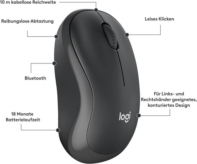 Logitech M240 Bluetooth Egér Wireless Kompakt Csendes Szürke - gray