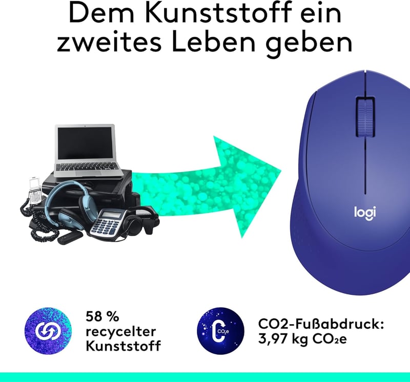 Logitech M330 Plus Wireless Egér Csendes 2.4GHz Nano USB Vevővel Kék - Single, blue, Silent Mouse Wireless M330