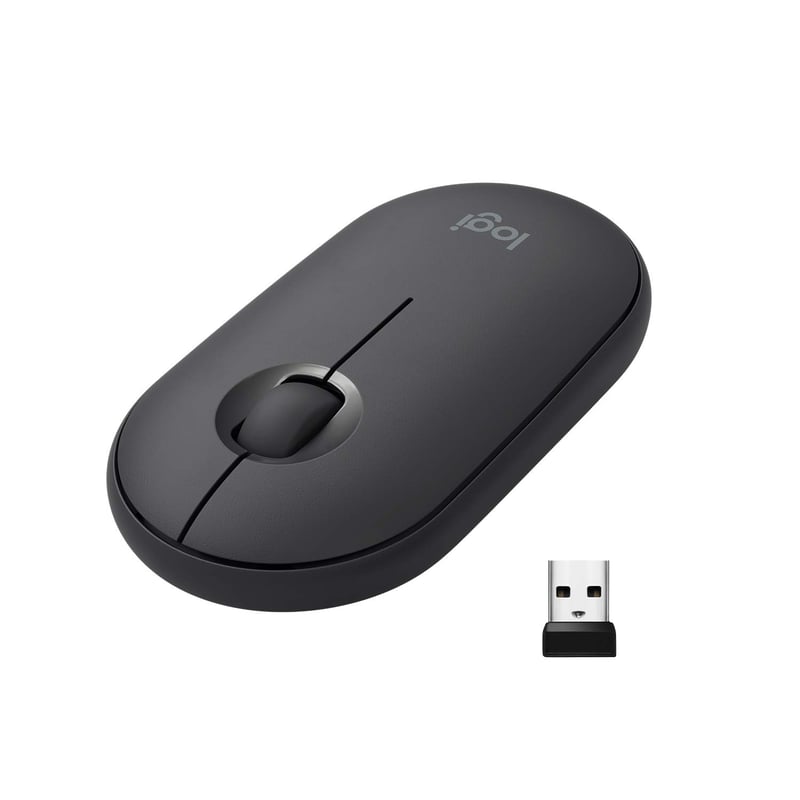 Mouse wireless Logitech M350 Pebble, click silențios - grafit/negru