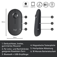 Mouse wireless Logitech M350 Pebble, click silențios - grafit/negru 7