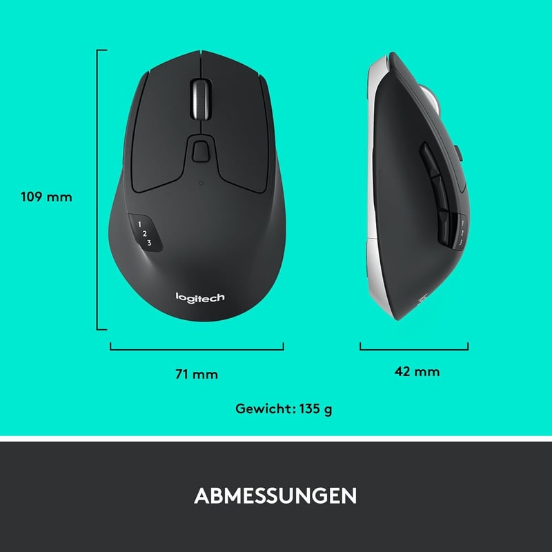Mouse wireless Logitech M720 Triathlon, Bluetooth, 2.4GHz, suport pentru mai multe dispozitive