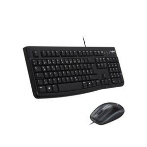 Set Tastatură și Mouse cu fir Logitech MK120, USB, Mouse optic, Layout QWERTZ, Plug and Play, Compatibil cu PC și Laptop, Negru