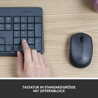 Logitech MK235 Vezeték nélküli Billentyűzet és Egér Szett, 2,4 GHz, Unifying Nano USB, 15 FN gomb, QWERTZ kiosztás, PC/Laptop, Szürke 3