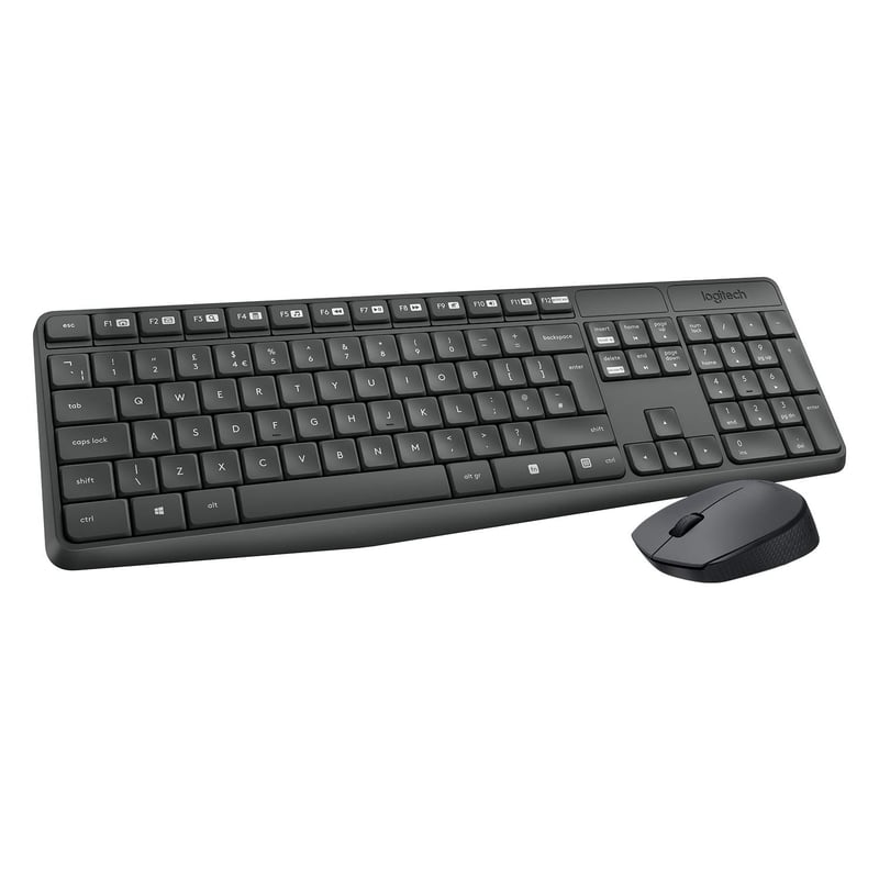 Bezdrôtová súprava klávesnice a myši Logitech MK235 pre Windows PC, 2,4 GHz, Unifying Nano USB prijímač, dosah 10 m, výdrž batérie 3 roky