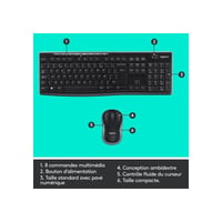 Bezdrôtová súprava klávesnice a myši Logitech MK270, 2,4 GHz USB nano prijímač, francúzske rozloženie AZERTY, 2-ročná výdrž batérie, Windows, čierna 6
