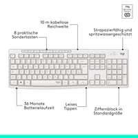 Bezdrôtová súprava klávesnice a myši Logitech MK295 Silent Touch, nano USB prijímač, rozloženie QWERTZ, biela 9