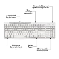 Bezdrôtová súprava klávesnice a myši Logitech MK295 Silent Touch, nano USB prijímač, rozloženie QWERTZ, biela 3