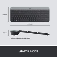 Bezdrôtová súprava klávesnice a myši Logitech MK470 Slim Combo, 2,4 GHz, dosah 10 m, USB nano prijímač, PC/notebook, čierna/grafitová 8