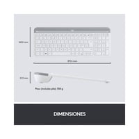 Bezdrôtový set klávesnice a myši Logitech MK470 Slim Combo, 2,4 GHz, nano USB prijímač, dosah 10 m, kompatibilné s PC a notebookom, biela 3