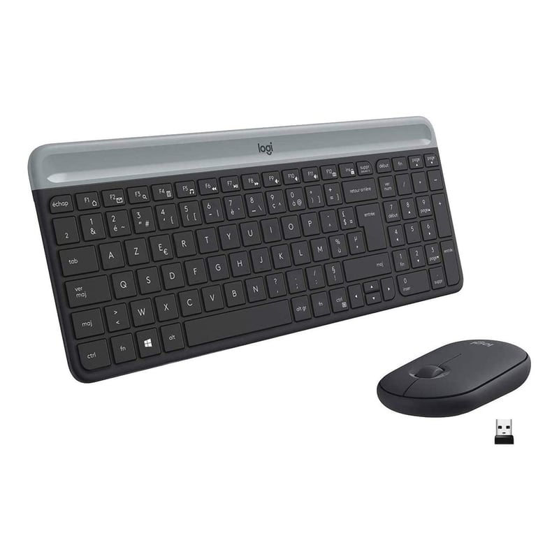 Bezdrôtová súprava klávesnice a myši Logitech MK470 Slim, 2,4 GHz, nano USB prijímač, dosah 10 m, Windows, rozloženie AZERTY, čierna/grafitová