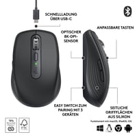 Logitech MX Anywhere 3S kompakt vezeték nélküli egér, 8K DPI, Bluetooth, USB-C - grafit 7