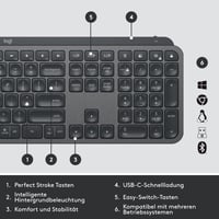 Bezdrôtová klávesnica Logitech MX Keys for Business s podsvietením, tichými klávesmi, Logi Bolt, Bluetooth, nabíjateľná, QWERTZ 7