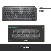 Bezdrôtová klávesnica Logitech MX Keys Mini, francúzska AZERTY, kompaktná, Bluetooth, USB-C, podsvietenie, kompatibilná s macOS, iOS a Windows 9