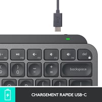 Bezdrôtová klávesnica Logitech MX Keys Mini, francúzska AZERTY, kompaktná, Bluetooth, USB-C, podsvietenie, kompatibilná s macOS, iOS a Windows 7