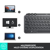 Bezdrôtová klávesnica Logitech MX Keys Mini, francúzska AZERTY, kompaktná, Bluetooth, USB-C, podsvietenie, kompatibilná s macOS, iOS a Windows 6