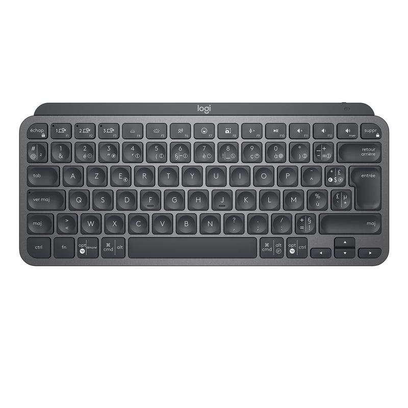 Bezdrôtová klávesnica Logitech MX Keys Mini, francúzska AZERTY, kompaktná, Bluetooth, USB-C, podsvietenie, kompatibilná s macOS, iOS a Windows