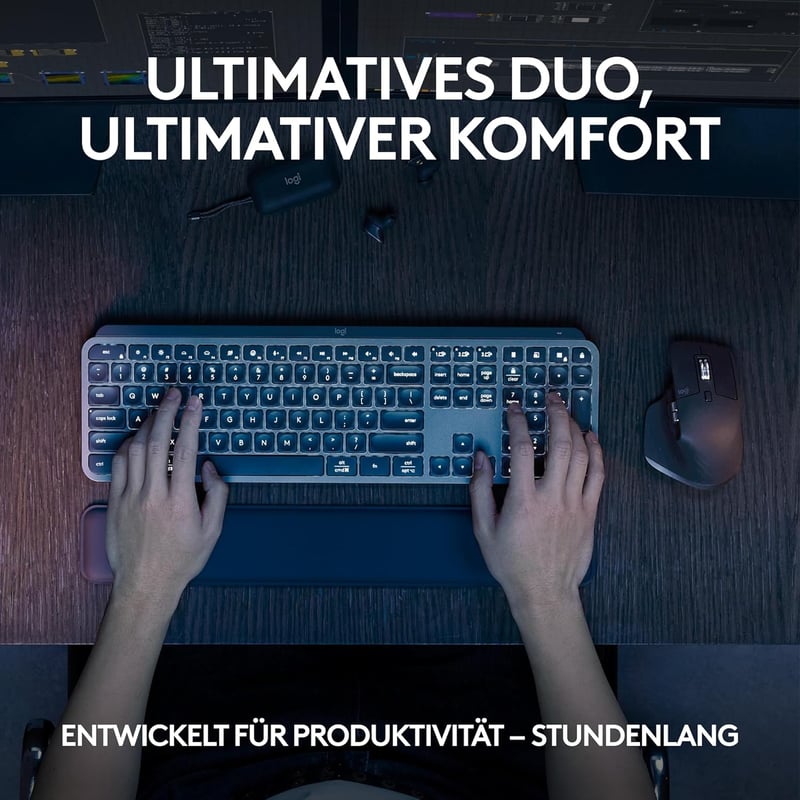Logitech MX Keys S Combo Wireless Billentyűzet és Egér Grafitszürke QWERTZ - + Mouse, graphitegray