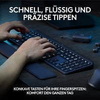 Bezdrôtová klávesnica Logitech MX Keys S, grafitovo sivá, podsvietená, Bluetooth, USB-C, QWERTZ, kompatibilná s Windows, Mac, Linux 2