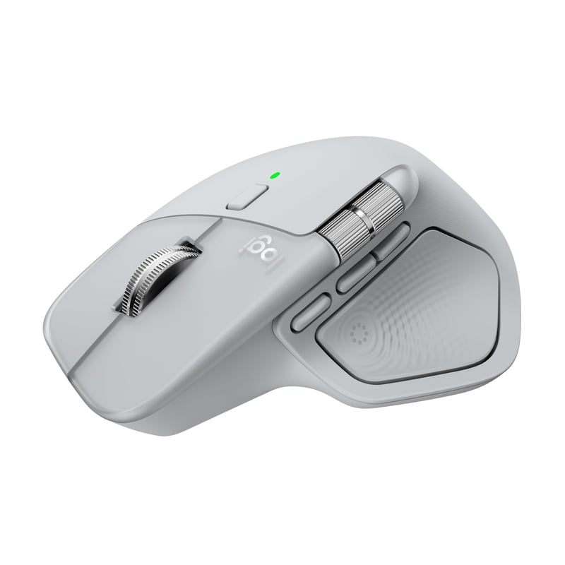 Ergonomická bezdrôtová myš Logitech MX Master 4, haptická odozva, nabíjanie cez USB-C, Bluetooth, Windows/macOS – svetlosivá