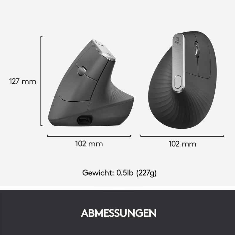 Logitech MX Vertical ergonomikus vezeték nélküli egér Bluetooth USB vevővel