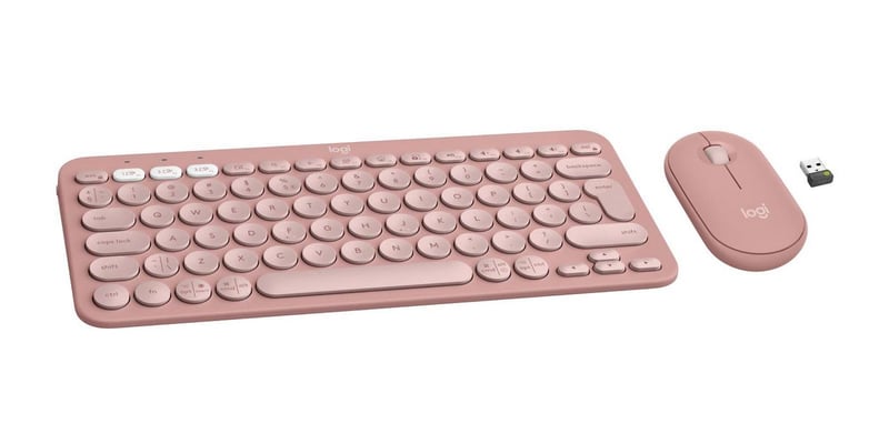 Bezdrôtová súprava klávesnice a myši Logitech Pebble 2 Combo, US INT'L QWERTY – ružová