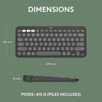 Logitech Pebble Keys 2 K380s AZERTY Francia Billentyűzet Grafitszürke 9