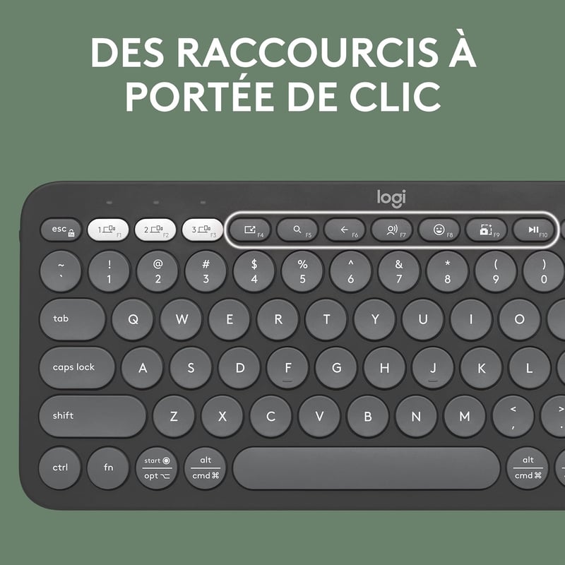Logitech Pebble Keys 2 K380s AZERTY Francia Billentyűzet Grafitszürke
