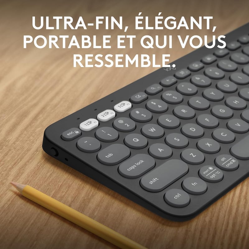 Logitech Pebble Keys 2 K380s AZERTY Francia Billentyűzet Grafitszürke