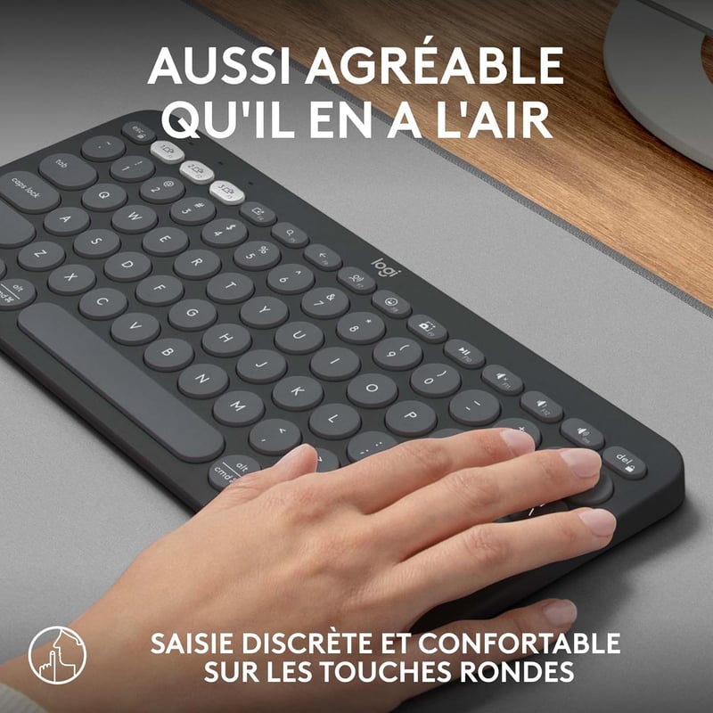 Logitech Pebble Keys 2 K380s AZERTY Francia Billentyűzet Grafitszürke