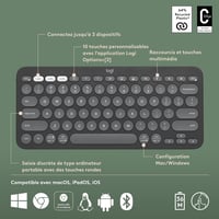 Logitech Pebble Keys 2 K380s AZERTY Francia Billentyűzet Grafitszürke 6
