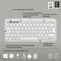 Logitech Pebble Keys 2 K380s Bluetooth billentyűzet AZERTY - fehér 6