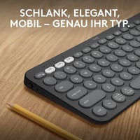 Bezdrôtová Bluetooth klávesnica Logitech Pebble Keys 2 K380s, pre viac zariadení, prispôsobiteľné klávesy, tenký dizajn, grafitovo sivá, Windows, macOS 2