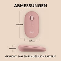 Bezdrôtová myš Logitech Pebble Mouse 2 M350s, Bluetooth, tiché klikanie, Easy-Switch, ľahká, prispôsobiteľné tlačidlo, Windows/Mac/Android 9