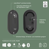 Bezdrôtová myš Logitech Pebble Mouse 2 M350s, Bluetooth, tiché klikanie, Easy-Switch, Windows/macOS/Android/ChromeOS – grafitová 7