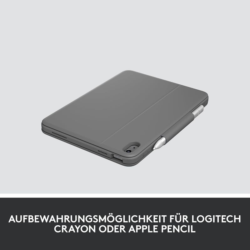Logitech Rugged Folio iPad 10. generáció billentyűzet tok, QWERTZ, szürke - keyboard case, Rugged Folio