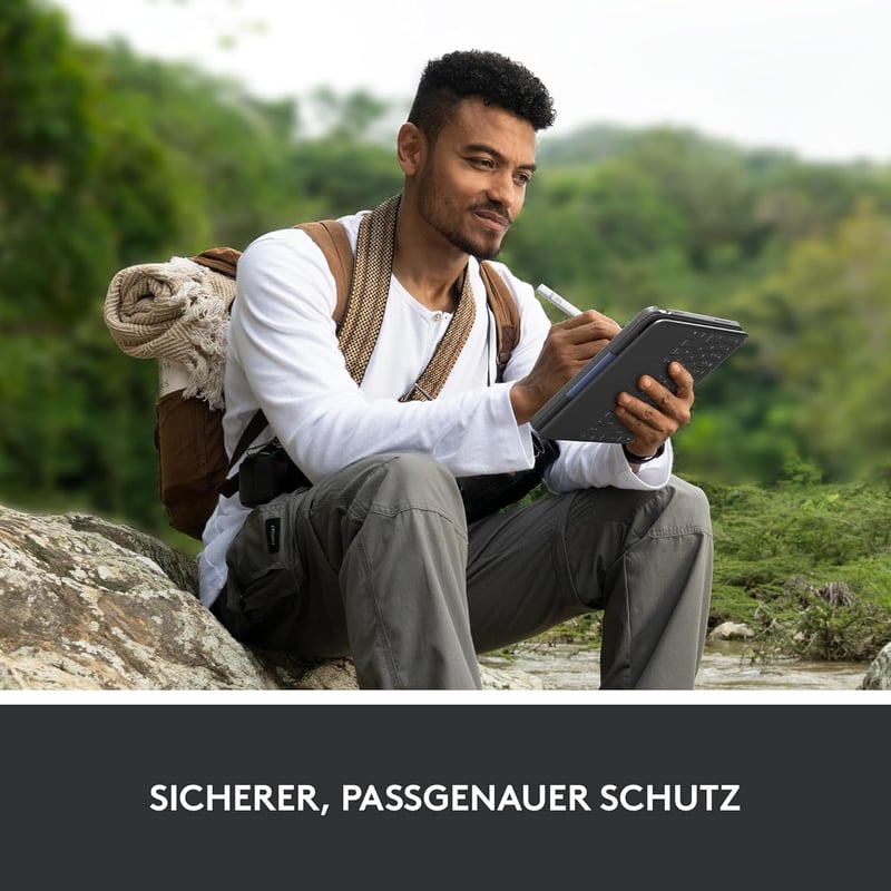 Logitech Rugged Folio iPad 10. generáció billentyűzet tok, QWERTZ, szürke - keyboard case, Rugged Folio