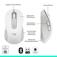 Bezdrôtová myš Logitech Signature M650 L pre veľké ruky, tiché klikanie, Bluetooth, kompatibilita s viacerými zariadeniami, biela 8