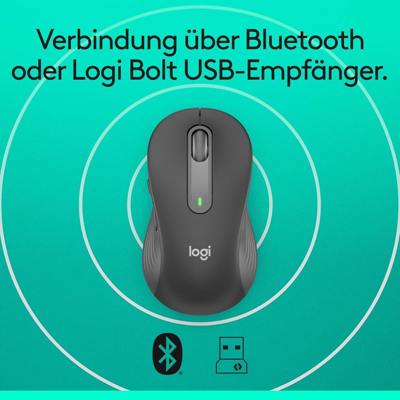 Logitech Signature M650 L Wireless Egér Nagy Kézhez Csendes Kattintás Bluetooth - Große Hände, black, Right Handed